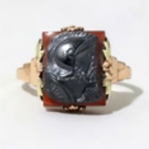 Alexis Bittar Vintage 1920s Two Tone Gold Sardonyx Cameo Ring
